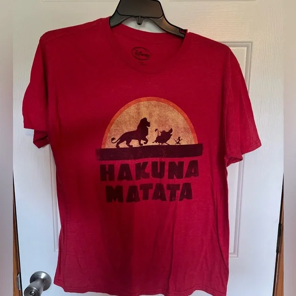 Disney Lion King "Hakuna Matata" Men's Red Heather Short Sleeve T-shirt XL - Picture 3 of 4